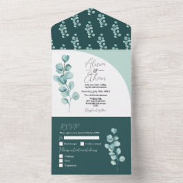 Invitación a bodas Eucalyptus y hojas de primavera