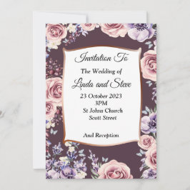 Invitación a bodas exquisitas, rosas, cobre