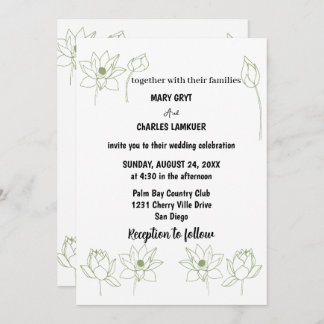 invitación a bodas florales de loto