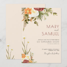 Invitación a bodas florales rusticas de Boho vinta