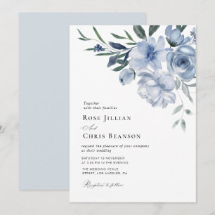 invitación a bodas florales y polvorientas bohemia
