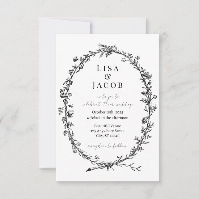 Invitación a bodas formales de vino tradicional (Anverso)
