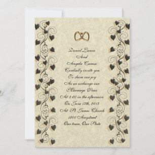 Invitación a bodas Frontera de corazones de marfil