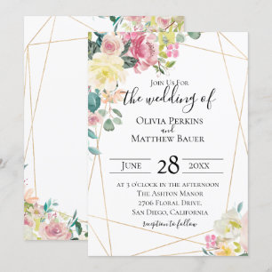 Invitación a bodas geométricas en floración