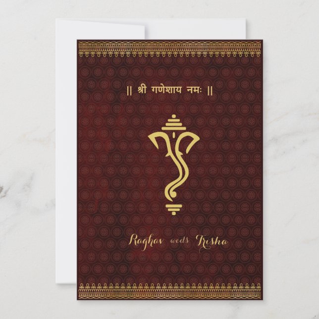 invitación a bodas hindúes ganesha (Anverso)