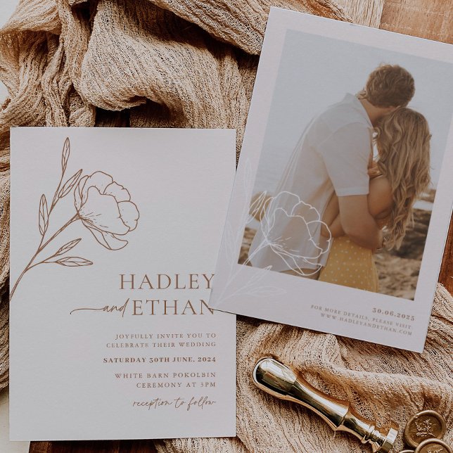 Invitación a bodas mínimas Boho HADLEY botánico (Subido por el creador)