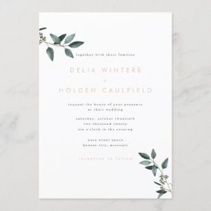 Invitación a bodas modernas de eucalipto