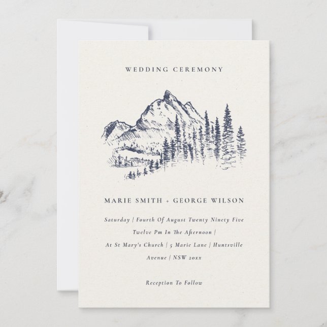 Invitación a bodas para boceto de bodas en la mont (Anverso)