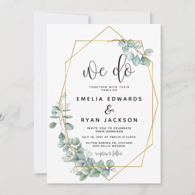 Invitación a bodas para marcos Eucalyptus (Anverso)