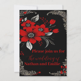 Invitación a bodas rojas y negras