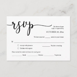 Invitación a bodas RSVP, Tarjeta de opciones de co