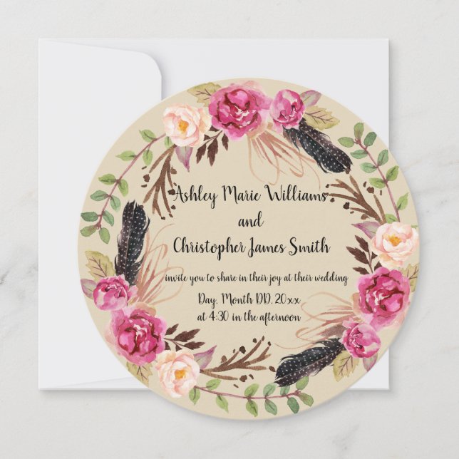 Invitación a bodas rusticas a bodas (Anverso)