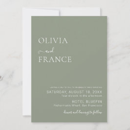 invitación a bodas simples de sage green