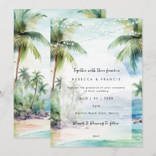 invitación a bodas tropicales de playa