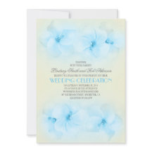 invitación a bodas turquesa en la playa con hibisc