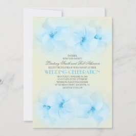 invitación a bodas turquesa en la playa con hibisc