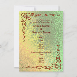 Invitación a bodas verdes y amarillas en otoño