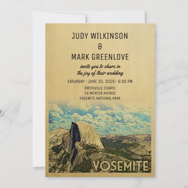 Invitación a bodas yosemitas Parque Nacional Vinta (Anverso)