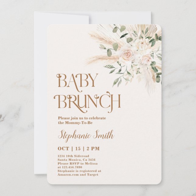 Invitación a Boho Baby Shower Brunch (Anverso)