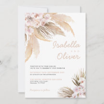 Invitación a boho beige de Pampas Wedding