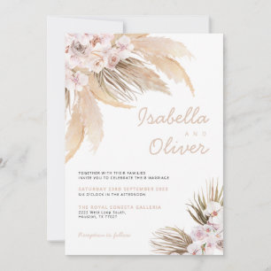 Invitación a boho beige de Pampas Wedding