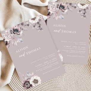 Invitación a Boho Beige & Dusty Mauve Floral Weddi