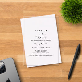 Invitación a Boho Black Acrylic Modern Wedding