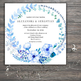 Invitación a Boho Blue Floral Rustic Wedding