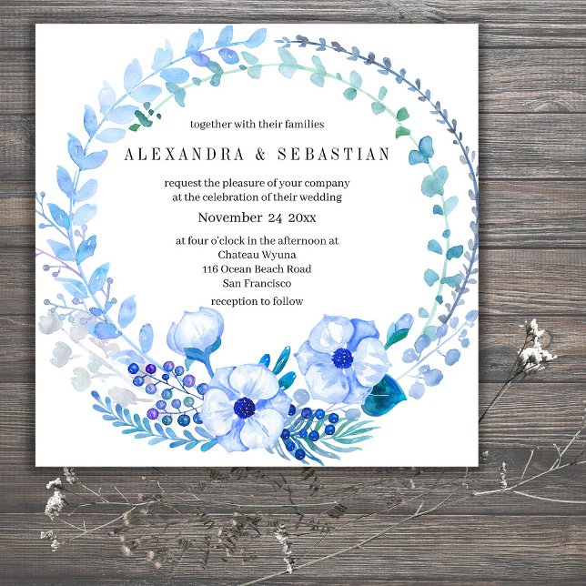 Invitación a Boho Blue Floral Rustic Wedding (Subido por el creador)