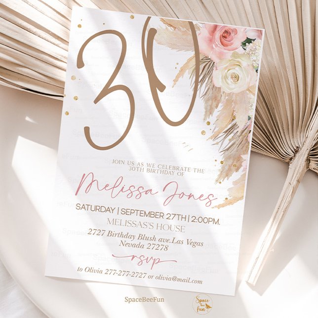 Invitación a Boho Brunch por 30 años (30th birthday Invitation,Brunch Invitation,30th birthday invite,for her Adult Birthday,boho party bi)