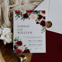 Invitación a Boho Burgundy Floral Wedding