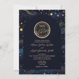 Invitación a Boho Celestial Noche Boda