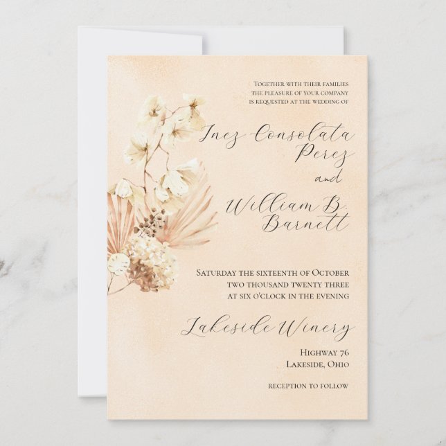 Invitación a Boho Dried Floral Wedding (Anverso)