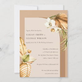Invitación a Boho Dried Palm Rust Floral Arch Wedd