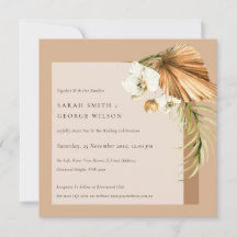 Invitación a Boho Dried Palm Rust Floral Arch Wedd