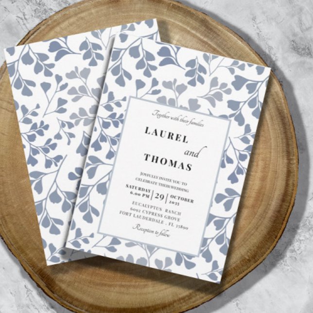 Invitación a Boho Dusty Blue a la boda de hojas bo (Subido por el creador)