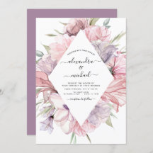 Invitación a Boho Dusty Pink Purple Wedding