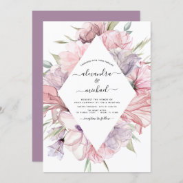 Invitación a Boho Dusty Pink Purple Wedding