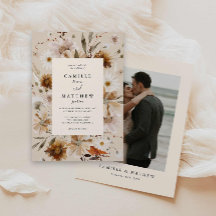 Invitación a Boho Fall Floral Photo Wedding