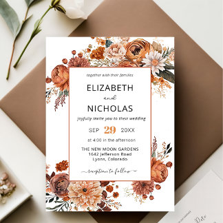 Invitación a Boho Fall Terracotta Floral Wedding
