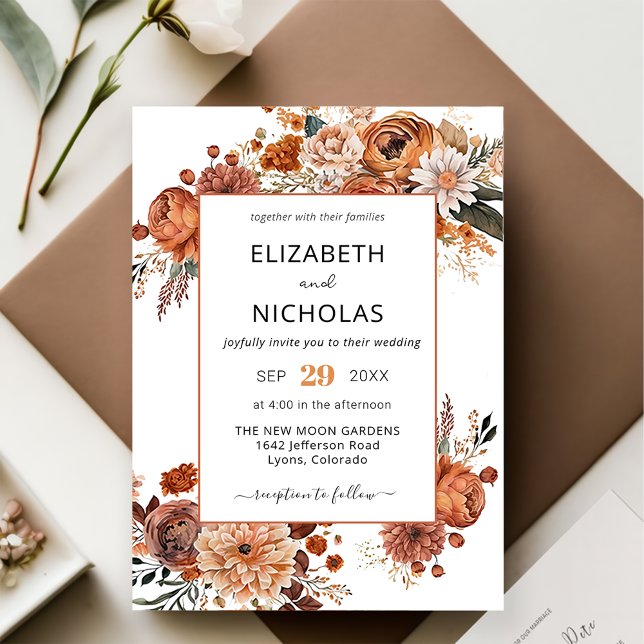 Invitación a Boho Fall Terracotta Floral Wedding (Subido por el creador)