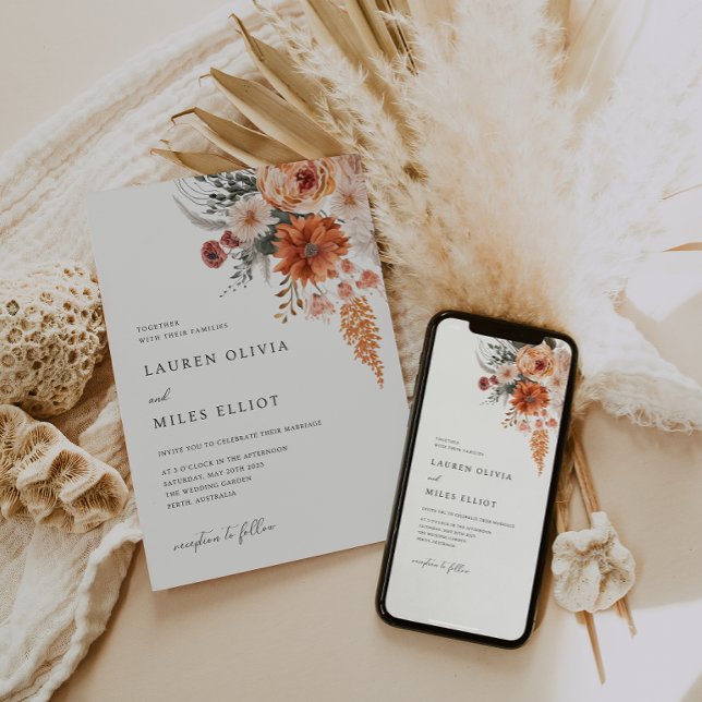 Invitación a Boho Floral Fall Wedding (Subido por el creador)