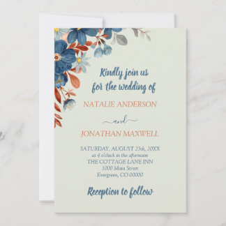 Invitación a Boho Floral Silver Wedding