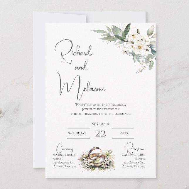 Invitación a Boho Floral Wedding (Anverso)