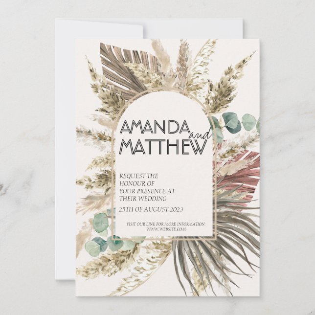 Invitación a Boho Floral Wedding (Anverso)