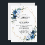 Invitación a Boho Geométrico Boho Rosa Azul de la<br><div class="desc">Hermoso boho floral moderna invitación a bodas geométricas con acuarelas pintadas a mano con dibujos florales / rosas en ricos tonos azul marino y rosa / melocotón rosa y encantador letra estilo con letras a mano. Comuníquese conmigo para obtener ayuda sobre la personalización o si necesita cualquier otro producto con...</div>