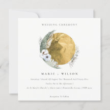 Invitación a Boho Gold Saga Green Floral Wreath We