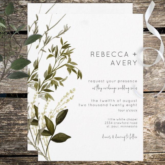 Invitación a Boho Greenery Modern Floral Wedding (Subido por el creador)