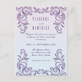 Invitación a Boho Lesbian boda Lilac