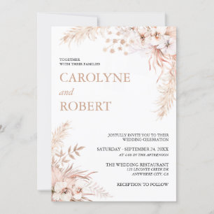 Invitación a Boho Pampas a una boda de hierba con 